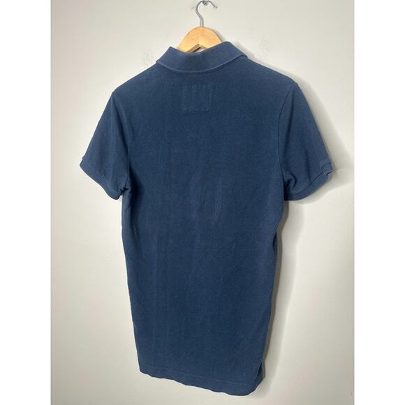 Y2K Abercrombie Fitch Polo Shirt Mens Size M Muscle Embroidered Logo Navy Blue - Picture 3 of 6